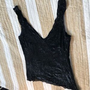 100% Silk Sequin V-Neck Tank Top